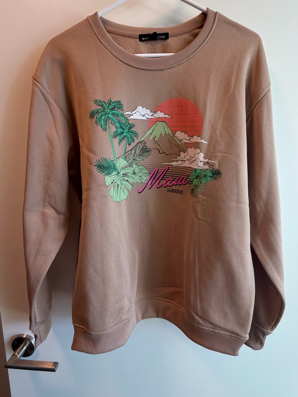 Maui Graphic Crewneck Sweatshirt - Tan